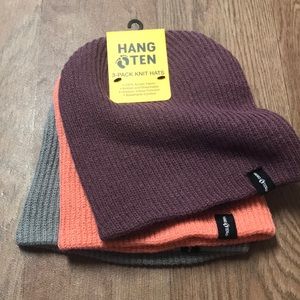 3-Pack Hang Ten Beanies- Crabapple colorway